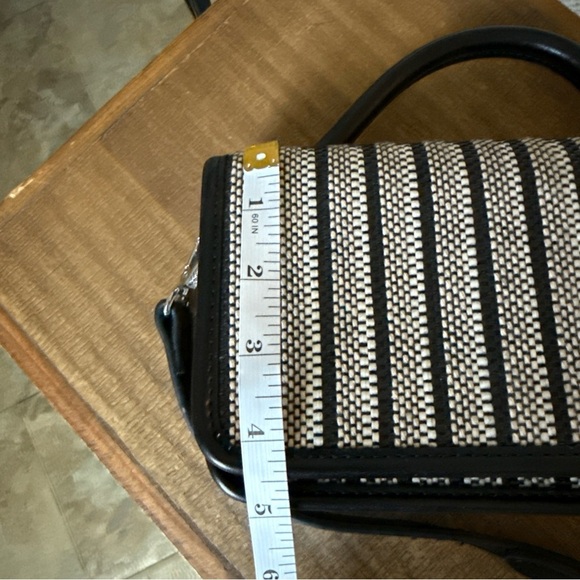 Zara Fabric Crossbody Clutch Bag Black/white/tan - Picture 9 of 10